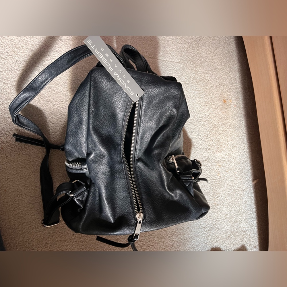 Sondra Robert’s Black Leather Backpack